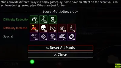 Skin screenshot - Mods select